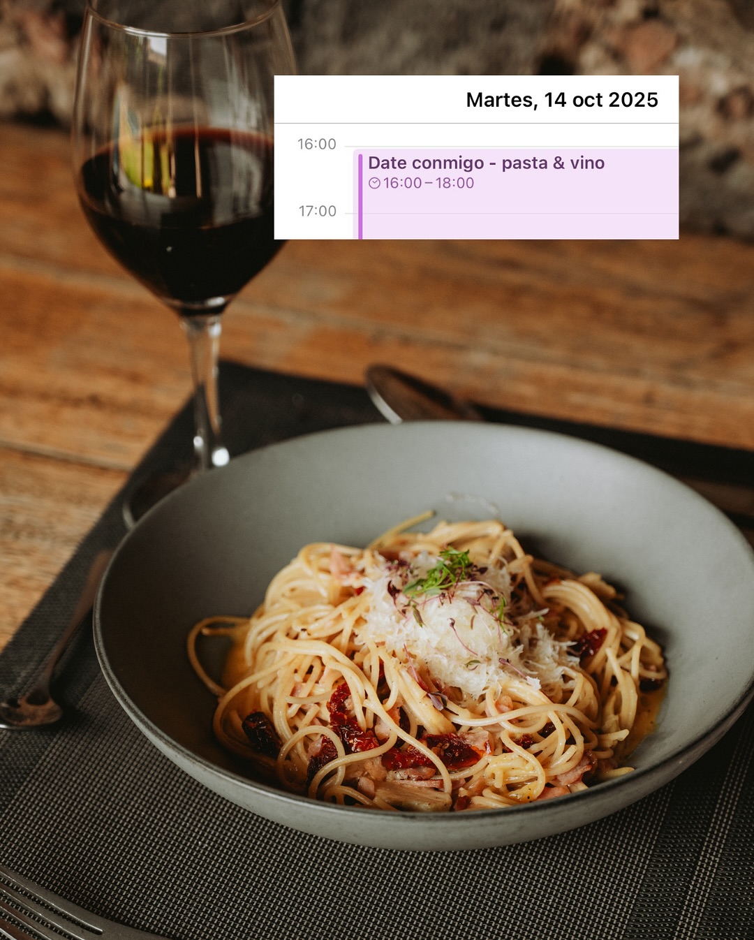 Pasta al centro con vino